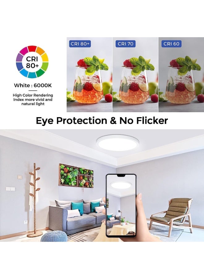 DUNISO Modern LED Ceiling Light, 3 Color Selectable Kitchen Light, Edge-Lit Flush Mount Ceiling Light Fixture for Kitchen, Bedroom, Laundry and Closet Room, White - Image 4